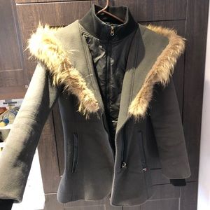 SICILY wool coat with beige fur size small